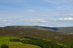 View across Middle Moor to Kinder plateau